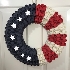 Patriotic Wreath, Flag Wreath, Burlap Flag, Folded Burlap wreath, All American wreath, Red White Blue wreath, Military wreath, Veteran Flag