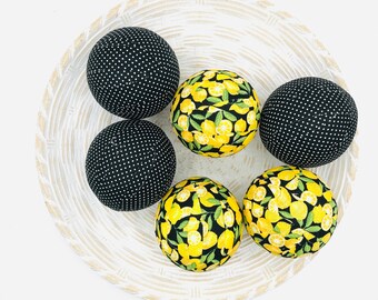 Lemon Fabric Rag Balls - Set of 6 for Cozy Home Styling