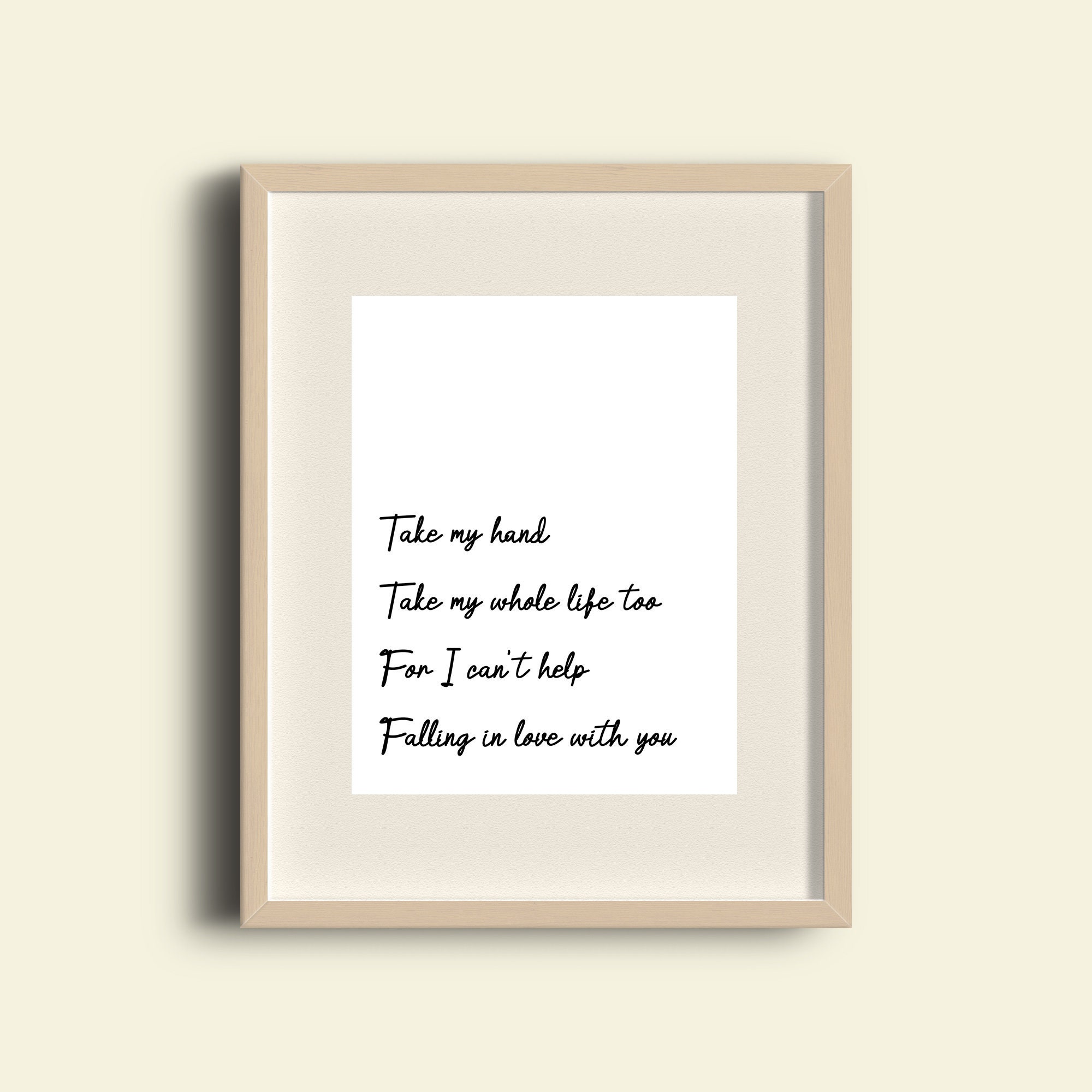 Print Elvis Presley Can T Help Falling In Love Etsy Hong Kong