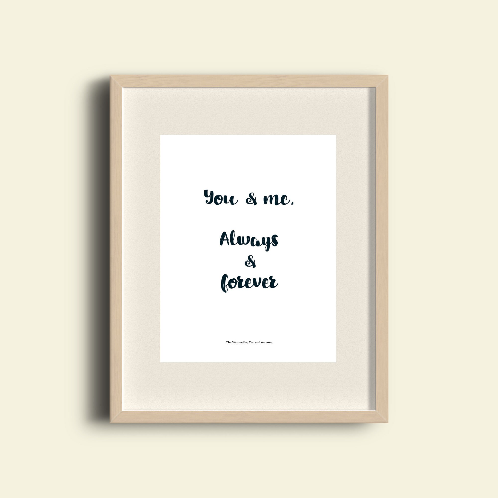 Print Wannadies You And Me Song Lyrics You And Me Etsy