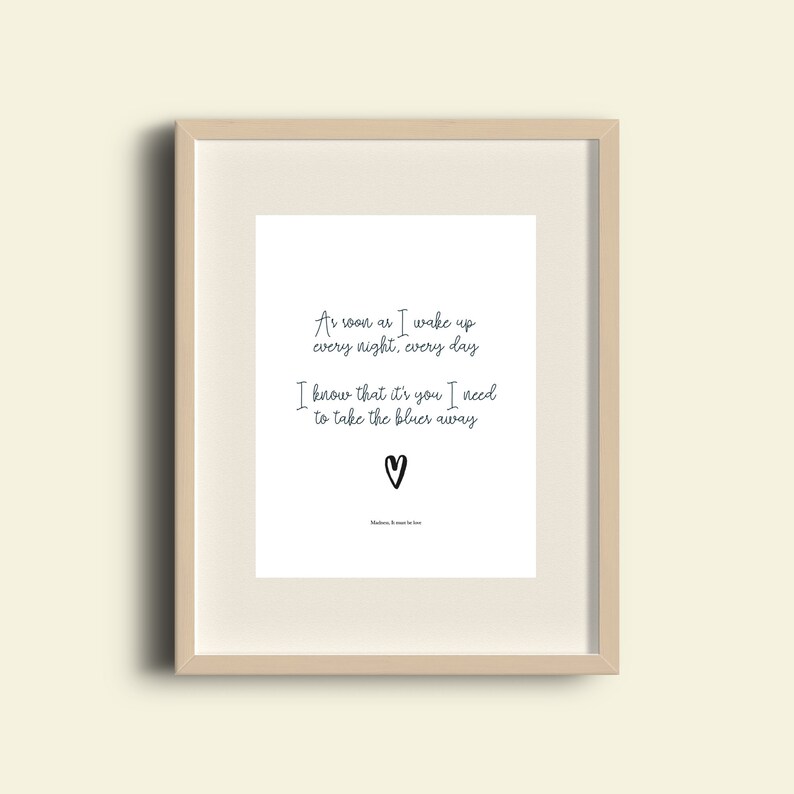 Print Madness It must be love lyrics 'As soon as I Etsy