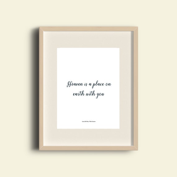 Print Lana Del Rey Video Games Lyrics Heaven Is A Etsy