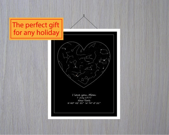 Fete Des Meres Imprimer Carte Du Ciel Personnalisee Carte Etsy