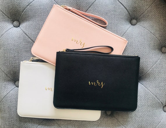 personalised leather clutch