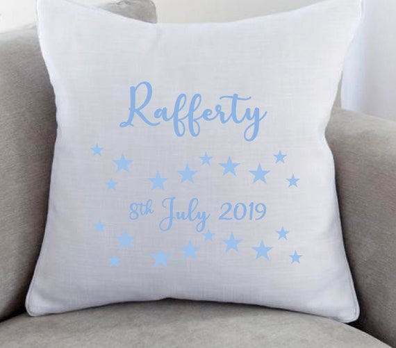 personalised new baby cushion