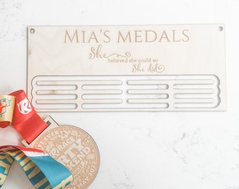 Medal holder, medal hanger, personalised, trophy, gymnastics, running, sports, gift, medal display,  medal hanger,  ballet,  she believed sh