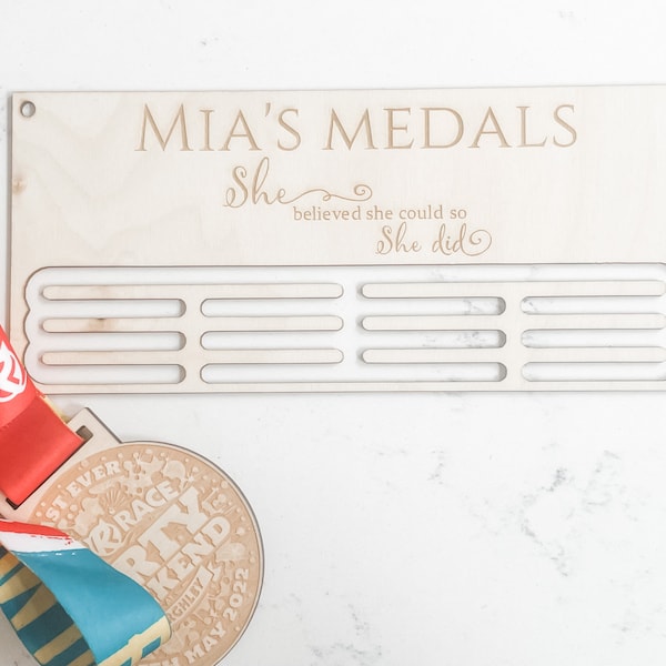 Medal holder, medal hanger, personalised, trophy, gymnastics, running, sports, gift, medal display,  medal hanger,  ballet,  she believed sh