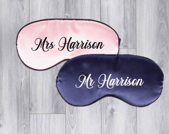 Mr and Mrs sleep masks, eye mask, personalised, mr and mr, mrs and mrs, sleep mask, bridal, baby shower, hen do, wedding, gift, happy couple