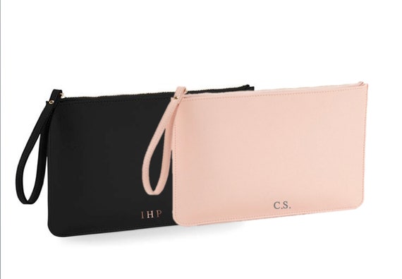 personalised leather clutch