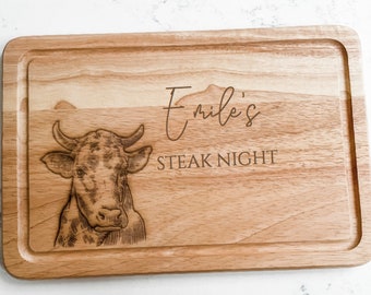 Personalised steak board, valentines, gift, chopping wooden board, gift for him dad uncle couple new home personalized cheese gin prosecco