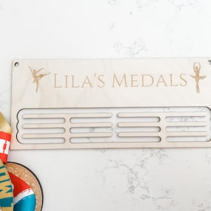 Medal holder, personalised ballet medal hanger, trophy, gymnastics, running, gift, medal display, medal hanger, sports, hobbies, wooden