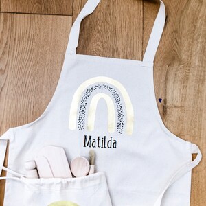 Kids apron set rainbow personalized personalised heart gift birthday baking educational party present wooden scandi star baker