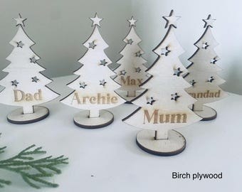 Christmas table settings, decor ideas, personalised name setting, xmas table decor, name place setting, Christmas Tree place setting