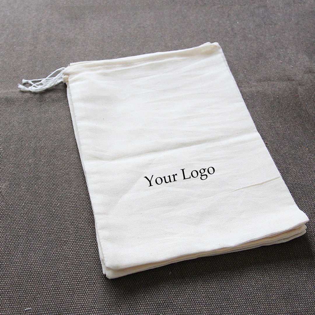 100 Pcs Bulk Personalized Cotton Drawstring Pouches: Custom Logo Bags ...