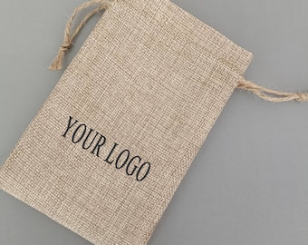 100 bolsitas de yute personalizadas para regalos de boda: logotipo personalizado
