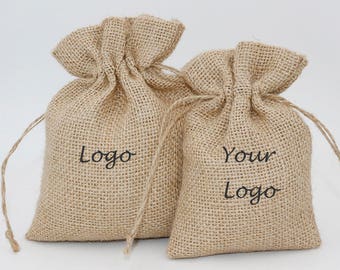 50 bolsas de yute a granel personalizadas, bolsas de arpillera rústicas para regalos de boda.