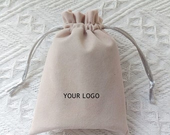 100 Pcs Personalized Velvet Jewelry Pouches: Custom Logo Drawstring Bags,Purim Party Favor Bags