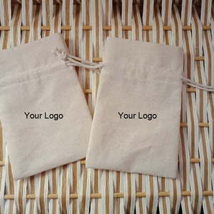 100 Pcs Bulk Personalized Jewelry Pouches Pure Cotton Jewellry Bags Custom Logo Jewelry Pouches Jewelry Packing Bags With Logo