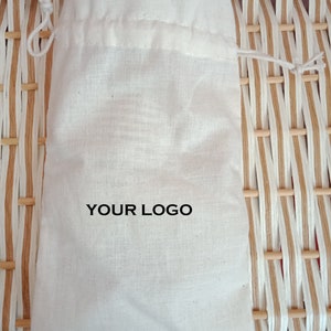 100 Pcs Personalized Drawstring Pouches,Toys Organized Bags,Pure Cotton Gift Bags Custom Your Logo Size 5x7 inches,Wedding Party Favor Bags