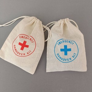 50 Pcs Pack Bachelorette Party Favor Bags,Hangover Kit Bags, Wedding Party,Size 4x6 inches Pure Cotton Bags With Drawstring