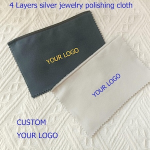 100 Pcs Bulk Jewelry Cleaning Cloths Custom Logo,Professional 4 Layers Polish Cloths For Jewelry Personalized Logo,Silvery Clean Cloths