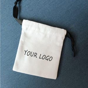 100Pcs Bulk Jewellery Pouches Custom Logo,Canvas drawstring Pouches Personalized Your Design,Jewelry Packing Bags Print Logo