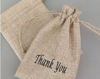 100 bolsas de arpillera personalizadas para regalos de boda y despedida de soltera.