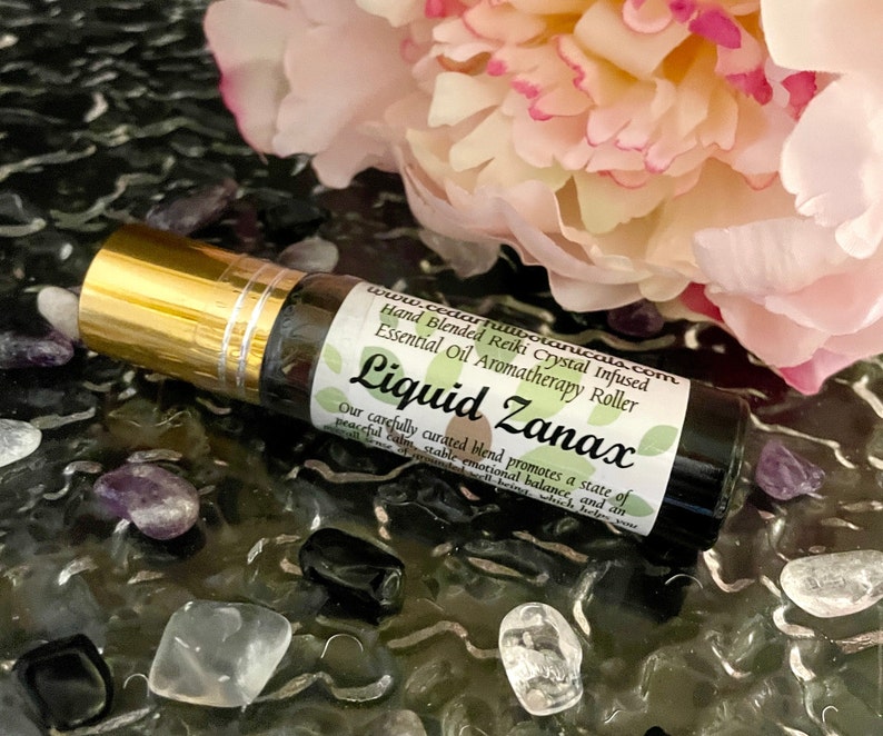 Cedar Hill Botanicals Liquid Zanax Crystal Infused Essential Oil Aromatherapy Roller.