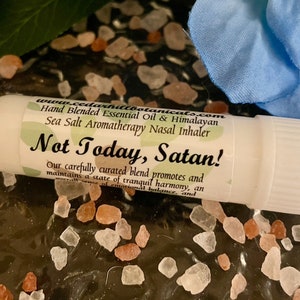 Not Today Satan Aromatherapy Inhaler, Essential Oil Blend With Himalayan Sea Salt, Self Care Essentials, Wellness, Cedar Hill Botanicals image 4