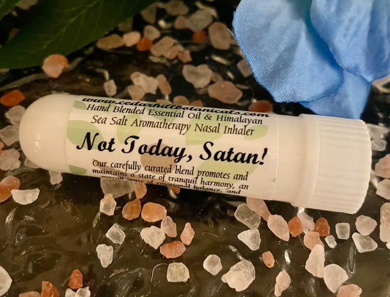 Not Today Satan Aromatherapy Inhaler, Essential Oil Blend With Himalayan Sea Salt, Self Care Essentials, Wellness, Cedar Hill Botanicals image 4