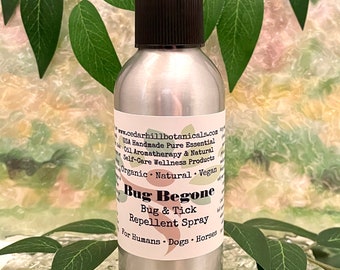 Natural Bug Spray, Mosquito and TickRepellent, DEET and Chemical Free, Bug Begone, For Humans, Dogs, Horses, Cedar Hill Botanicals