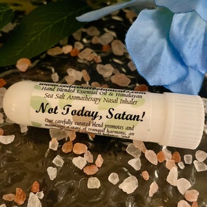 Not Today Satan Aromatherapy Inhaler, Essential Oil Blend With Himalayan Sea Salt, Self Care Essentials, Wellness, Cedar Hill Botanicals image 6