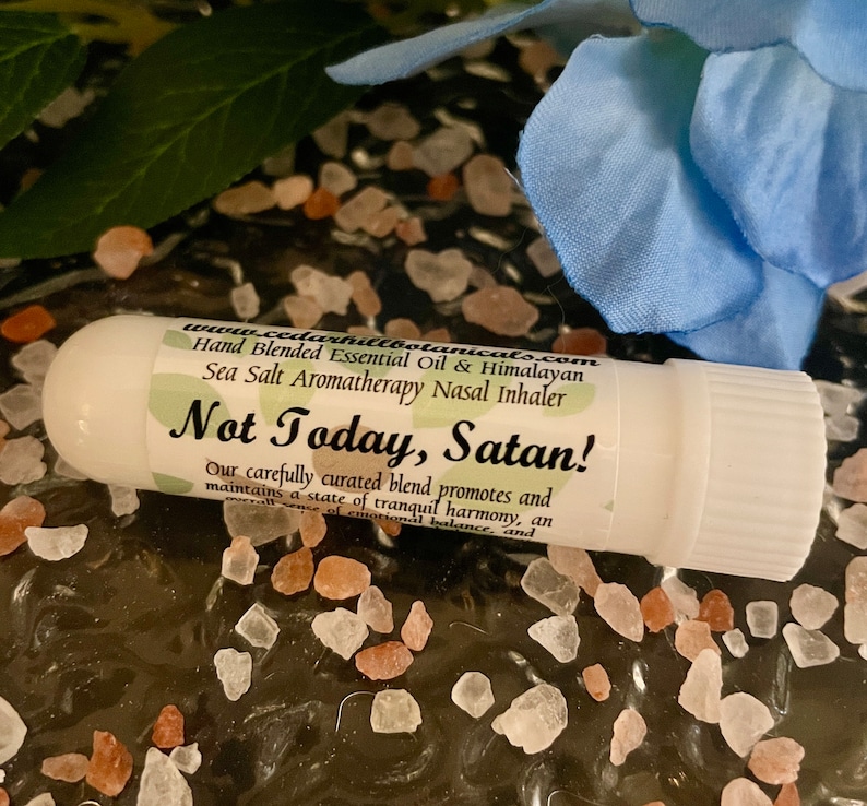 Not Today Satan Aromatherapy Inhaler, Essential Oil Blend With Himalayan Sea Salt, Self Care Essentials, Wellness, Cedar Hill Botanicals image 6