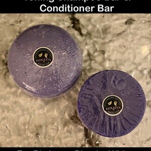 Cedar Hill Botanicals Gentian Violet purple toning shampoo bar and conditioner bar set or single shampoo bar.