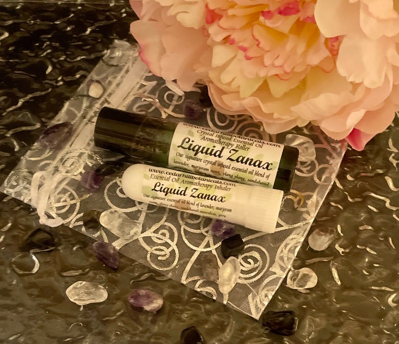 Liquid Xanax Aromatherapy Set, Crystal Infused, Essential Oil Roller, Aromatherapy Inhaler, Mother's Day Gift, CedarHillBotanicals image 5