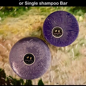 Cedar Hill Botanicals Gentian Violet purple toning shampoo bar and conditioner bar set or single shampoo bar.