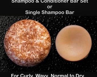 Curly Hair Shampoo Bar & Conditioner Bar Set or Solid Shampoo Bar, Argan Oil, For Wavy, Normal, Dry, Colored Treated, CedarHillBotanicals