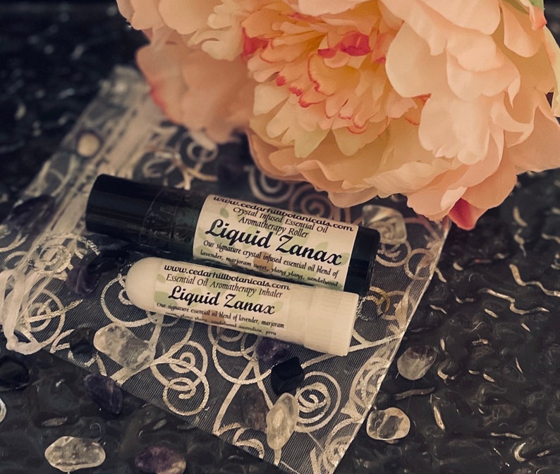 Liquid Xanax Aromatherapy Set, Crystal Infused, Essential Oil Roller, Aromatherapy Inhaler, Mother's Day Gift, CedarHillBotanicals image 3