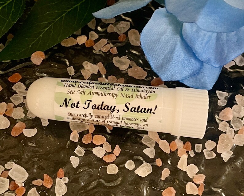 Not Today Satan Aromatherapy Inhaler, Essential Oil Blend With Himalayan Sea Salt, Self Care Essentials, Wellness, Cedar Hill Botanicals image 3