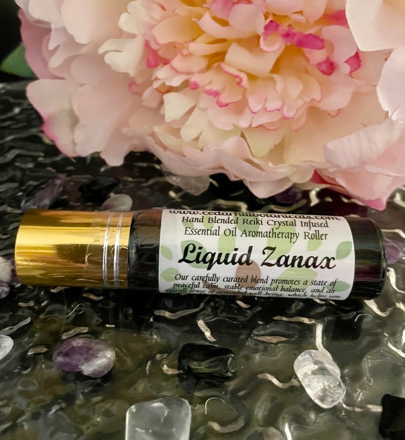 Cedar Hill Botanicals Liquid Zanax Crystal Infused Essential Oil Aromatherapy Roller.