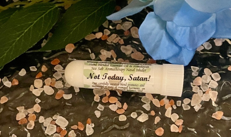 Not Today Satan Aromatherapy Inhaler, Essential Oil Blend With Himalayan Sea Salt, Self Care Essentials, Wellness, Cedar Hill Botanicals image 7