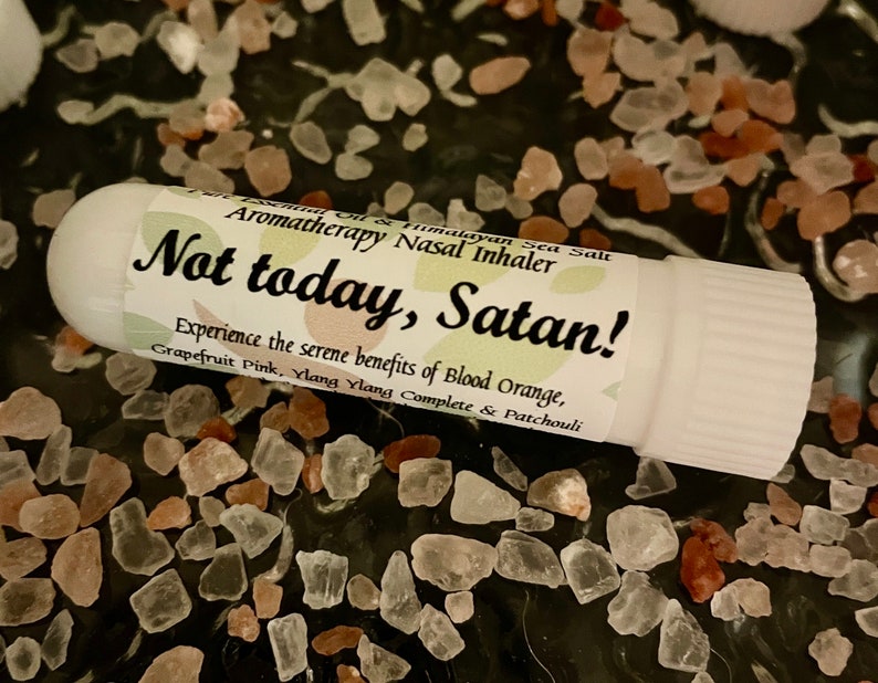 Not Today Satan Aromatherapy Inhaler, Essential Oil Blend With Himalayan Sea Salt, Self Care Essentials, Wellness, Cedar Hill Botanicals image 2