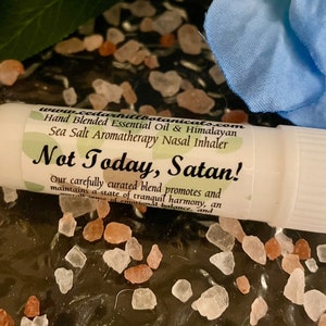 Not Today Satan Aromatherapy Inhaler, Essential Oil Blend With Himalayan Sea Salt, Self Care Essentials, Wellness, Cedar Hill Botanicals image 1