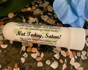 Not Today Satan Aromatherapy Inhaler, Essential Oil Blend With Himalayan Sea Salt, Self Care Essentials, Wellness, Cedar Hill Botanicals