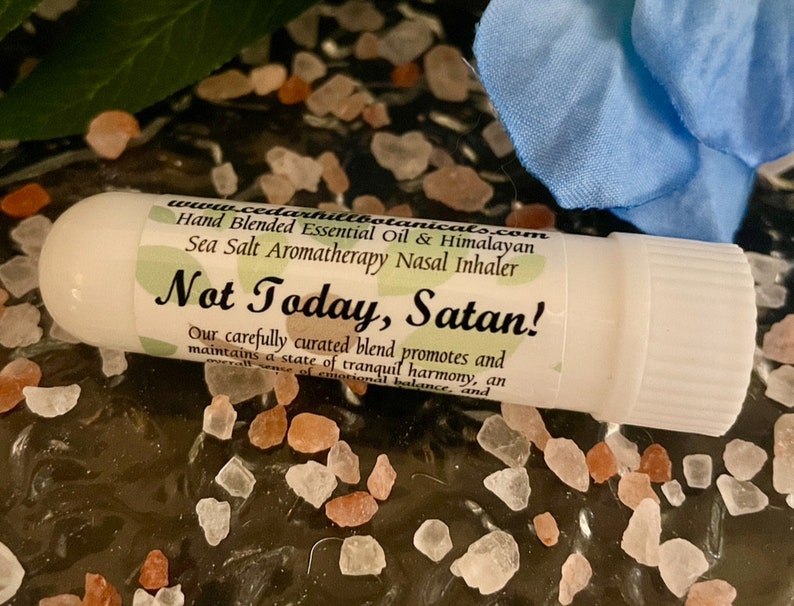 Not Today Satan Aromatherapy Inhaler, Essential Oil Blend With Himalayan Sea Salt, Self Care Essentials, Wellness, Cedar Hill Botanicals image 1