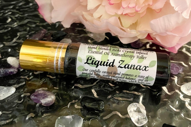 Cedar Hill Botanicals Liquid Zanax Crystal Infused Essential Oil Aromatherapy Roller.