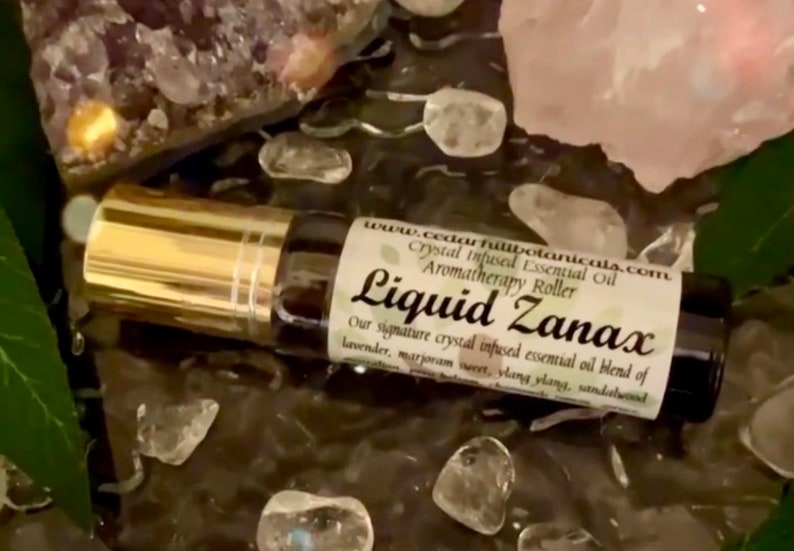 Cedar Hill Botanicals Liquid Zanax Crystal Infused Essential Oil Aromatherapy Roller.