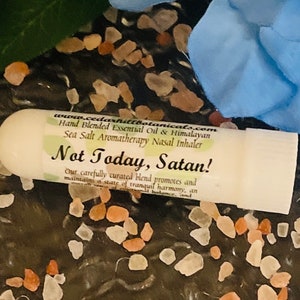 Not Today Satan Aromatherapy Inhaler, Essential Oil Blend With Himalayan Sea Salt, Self Care Essentials, Wellness, Cedar Hill Botanicals image 5