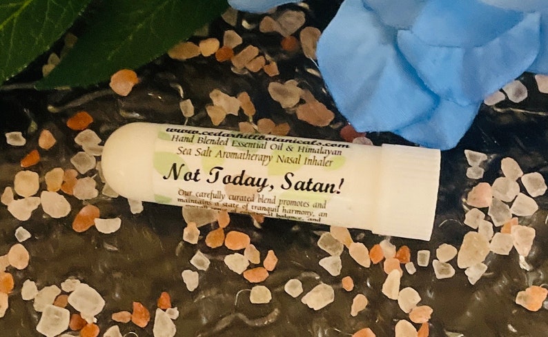 Not Today Satan Aromatherapy Inhaler, Essential Oil Blend With Himalayan Sea Salt, Self Care Essentials, Wellness, Cedar Hill Botanicals image 5