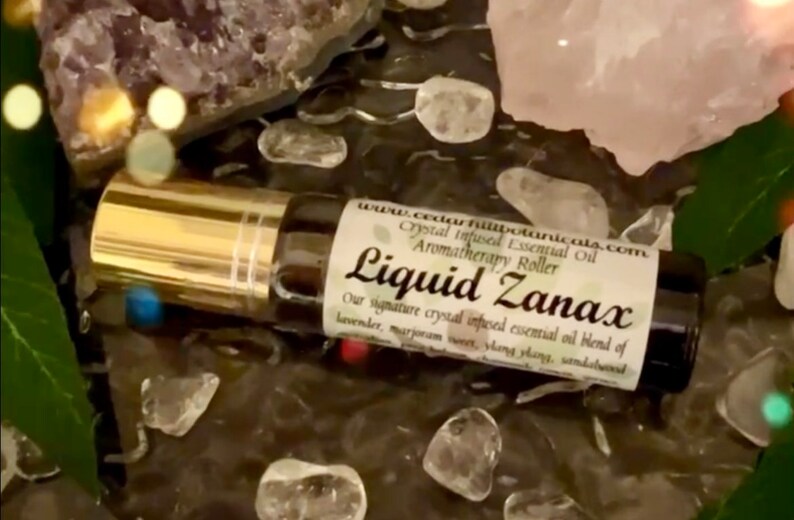 Cedar Hill Botanicals Liquid Zanax Crystal Infused Essential Oil Aromatherapy Roller.